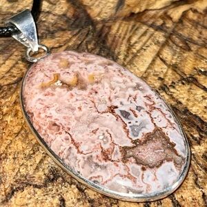 Beige- Brown Crazy Lace Agate Pendant 2 1/4”